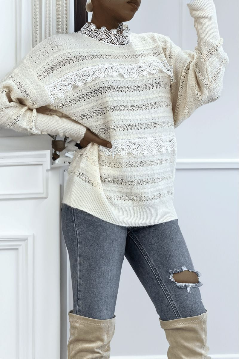 Pull femme blanc 