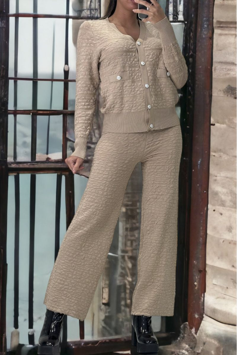 Ensemble vêtements femme , gilet et pantalon marron 