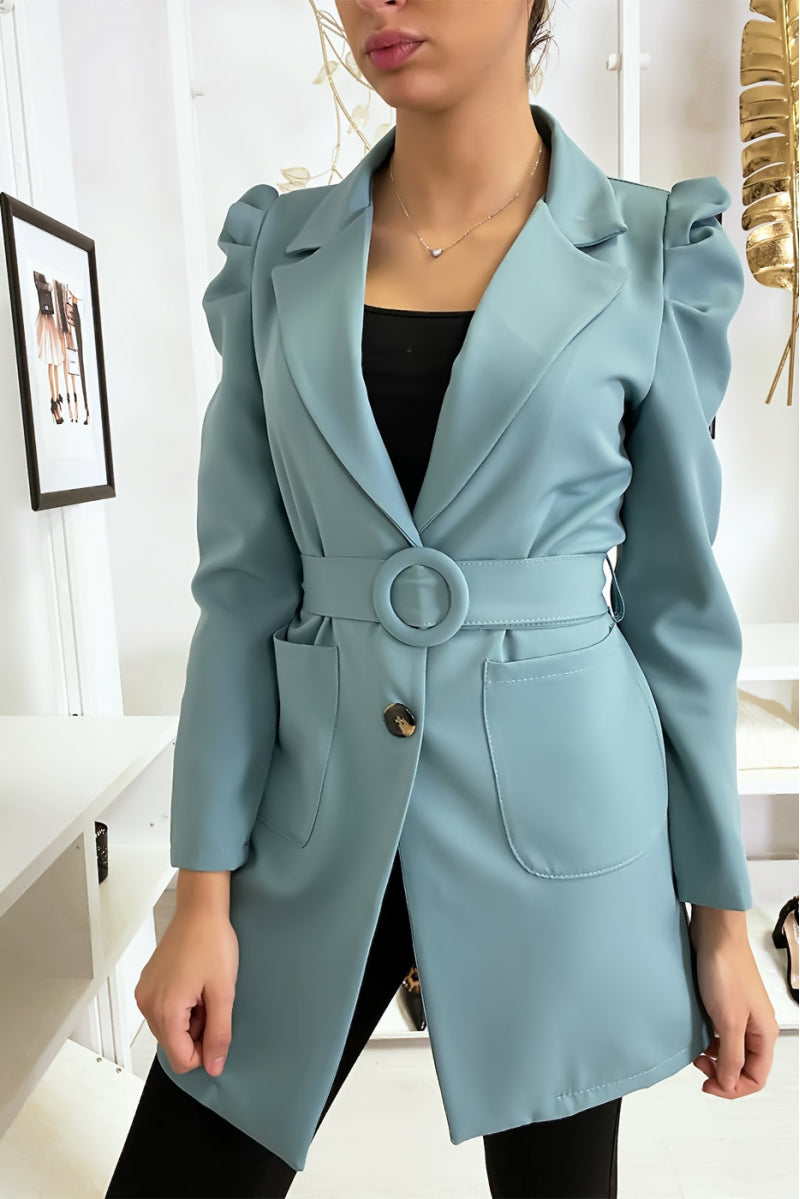 Blazer long bleu 