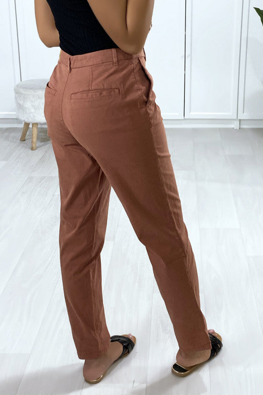 pantalon femme marron 